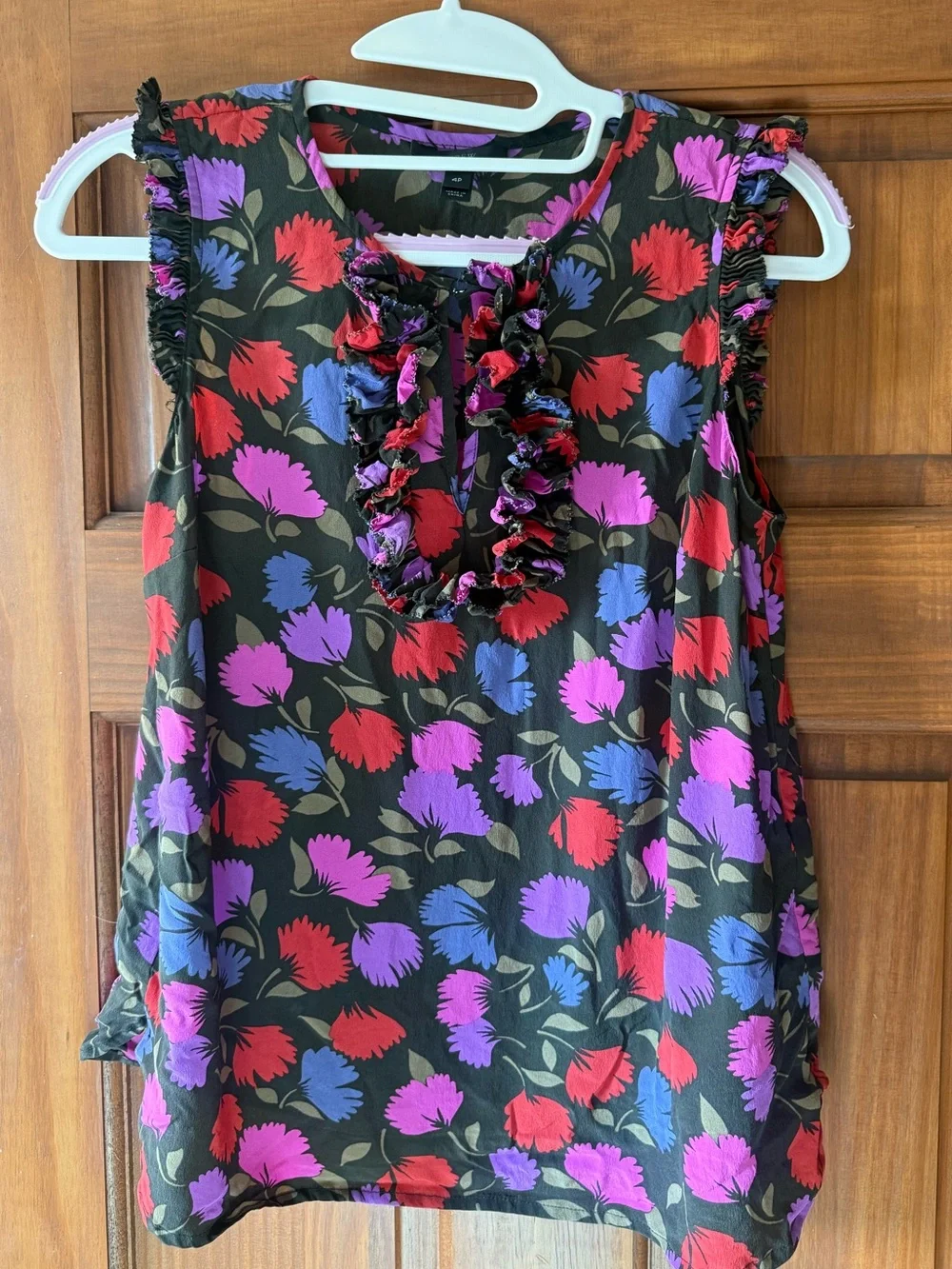 J. CREW Silk Floral Ruffle Women's Top